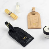 Personalised Leather Luggage Tag in Croc Printed Leather (4467692372102)