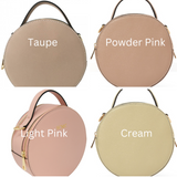 Personalised Leather Round Bag - Taupe (6704188719238)