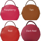 Personalised Leather Round Bag - Taupe (6704188719238)