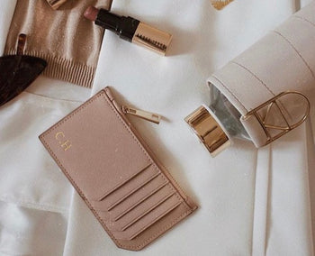 Leather Zip Card Holder - Nude (5183132893318)