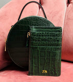 Green Cross Body Bag  - Croc Print Leather (6704190521478)