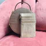 Round Bag & Card Wallet Set in Croc Print - Personalised (4193763721350)