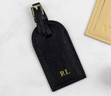 Leather Luggage Tag - Black Grained (4467693060230)
