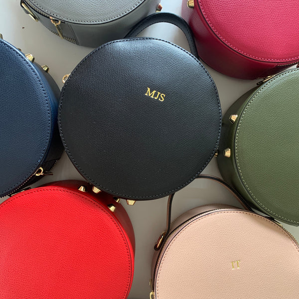 Personalised Leather Round Circle Bag (2213104812094)