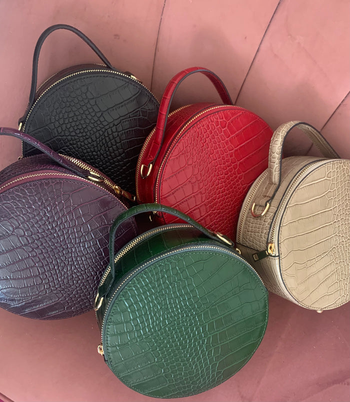 Croc Leather Circle Bag in 4 Colours - Personalised (2213100060734)