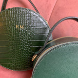 Personalised Croc Leather Circle Bag - Green (6704190521478)