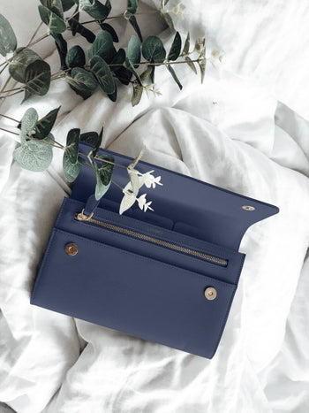 Leather Travel Wallet Navy Blue (5162648535174)