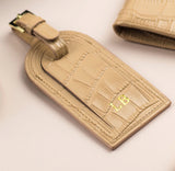 Taupe Croc Leather Luggage Tag (4467692372102)