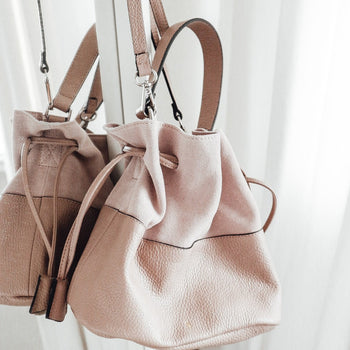 Personalised Leather and Suede Bucket Bag (4425912516742)