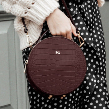 Personalised Croc Leather Round Circle Bag (2213100060734) (6704187441286)
